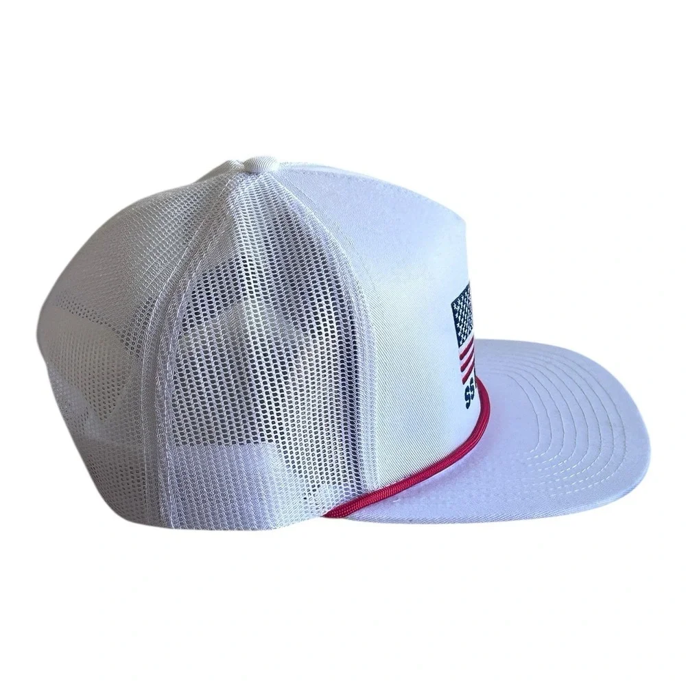 Southern String Hat Co Trucker Hat‎ White USA Patriotic American Flag